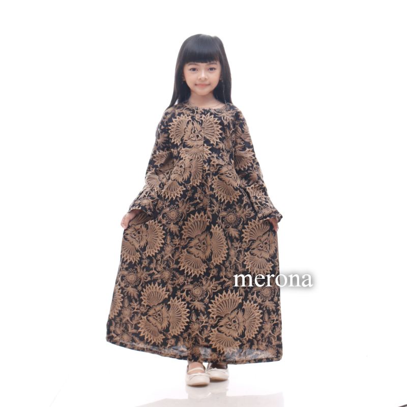 KIPAS COKLAT Batik Couple Keluarga Meronajaya Sania Ruffle Ori Ndoro Jowi GARANSI BATIK COUPLE TERMURAH --Gamis ank nonkombi