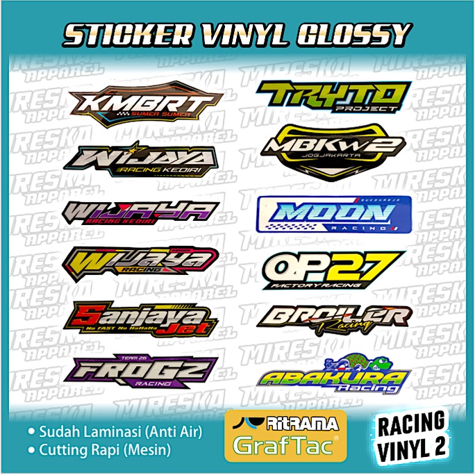 Terbaru Stiker Viral Glossy Terlaris Racing Series 2 | Stiker Viral | Sponsor KMBRT TRYTO WIJAYA MBK