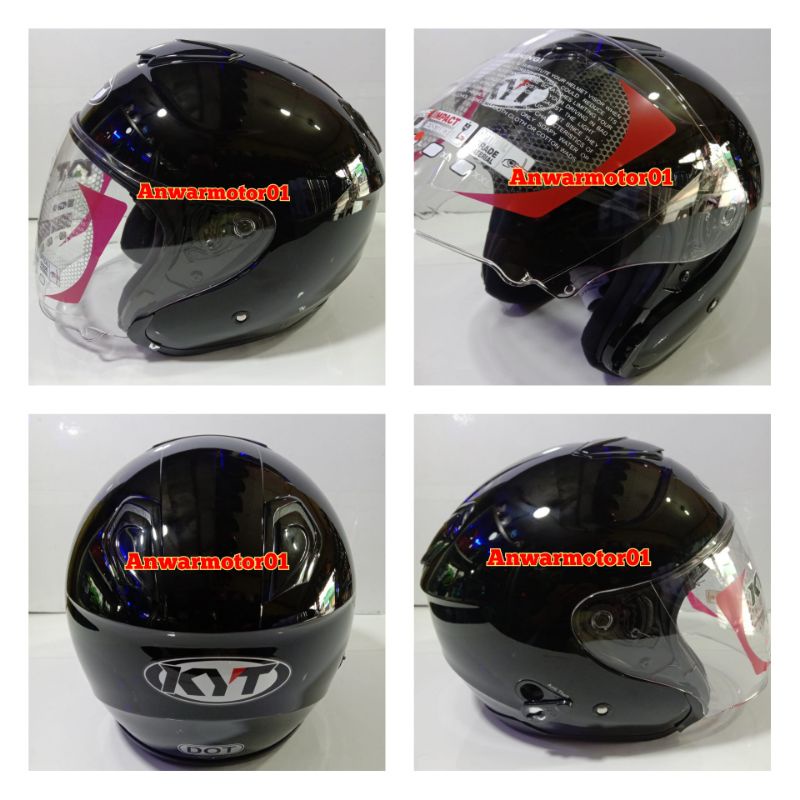 HELM KYT KYOTO R SOLID BLACK GLOSSY KYT HELM KYOTO POLOS HITAM HALF FACE