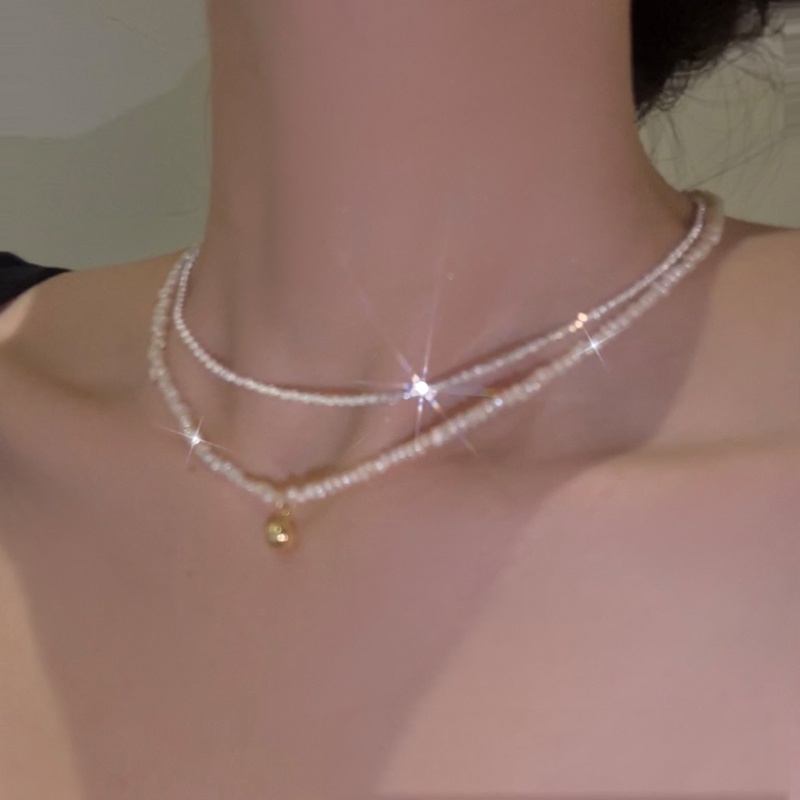 Roselife Kalung Choker Rantai Pendek Wanita Hias Mutiara Kristal Gaya Klasik Untuk Pesta Pernikahan