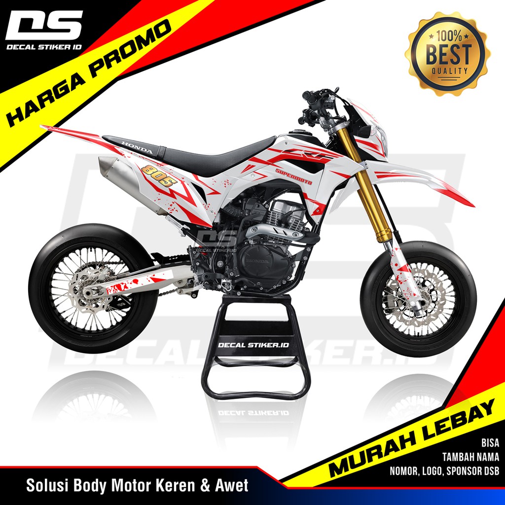 Decal Stiker CRF, Stiker CRF Putih Garis Merah Premium Ritrama, Banyak pilihan motif