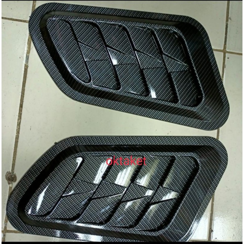 air scoop air flow intake turbo side bonnet carbon silver Hitam mobil universal avanza fortuner  sirion rush terios innova pajero hrv