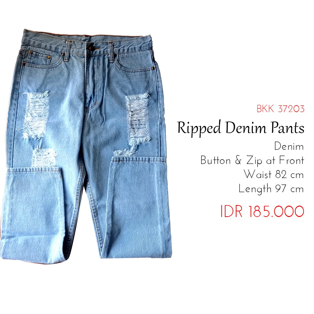 Celana Jeans Import Wanita Celana Jeans Panjang- Ripped Denim Pants