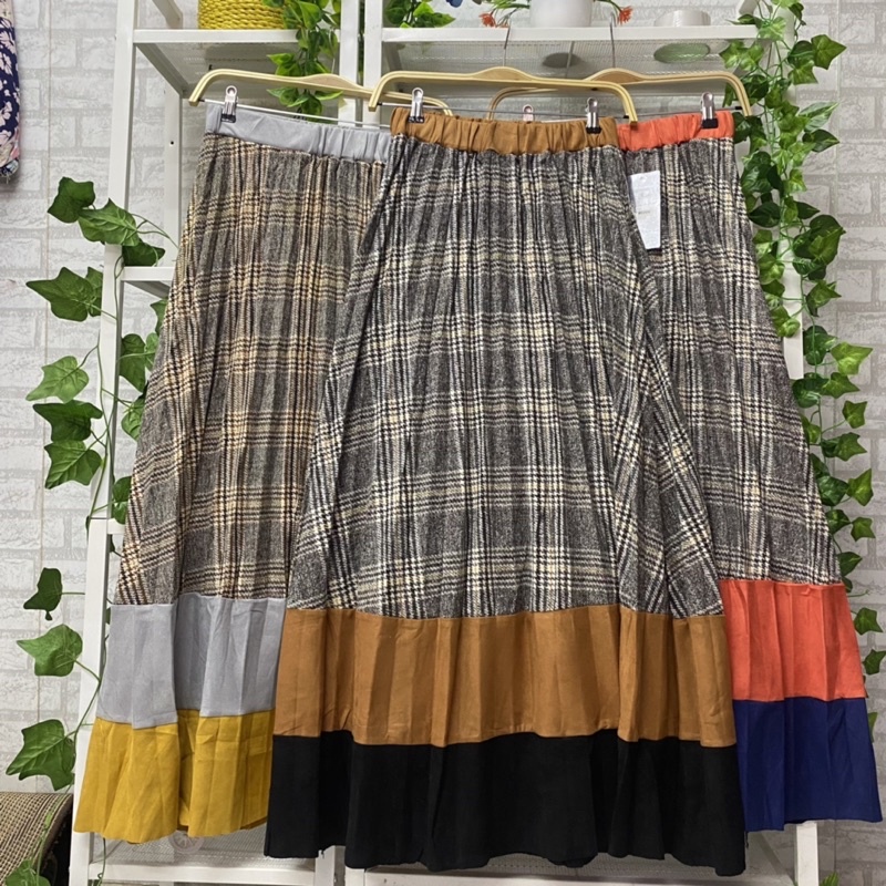 youngmoodis rok panjang maxi skirt bahan suede wool tebal