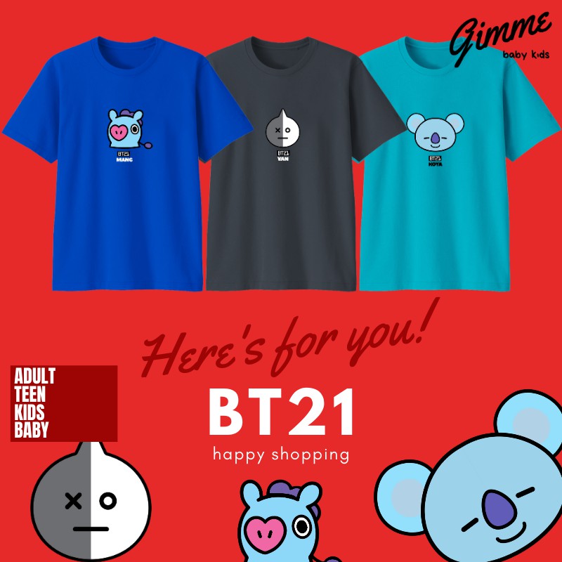  BISA COD Baju  Kaos  KPOP BT21 Bayi Anak Remaja Dewasa Cewek Cowok Bahan Combed 30s Shopee 