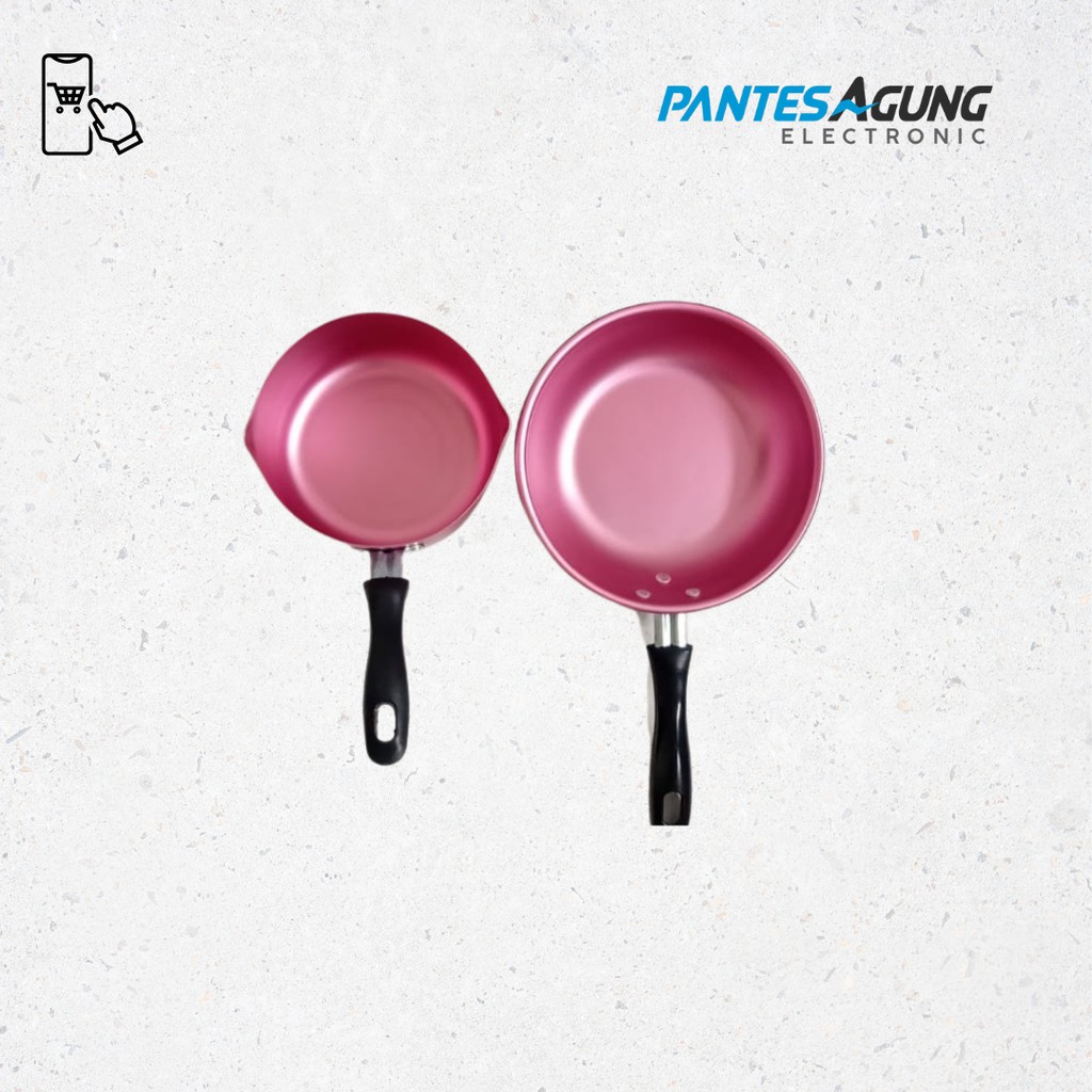 Teflon Set anti lengket Pastela/Evilus  - Milk Pan 14cm + Fry Pan 20cm - Paket Panci dan Wajan Murah