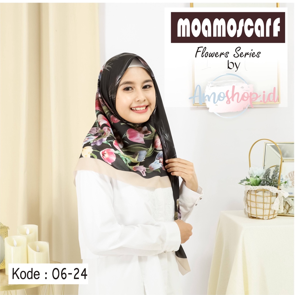 Hijab Segi Empat Jilbab Kerudung Motif Murah Voal Lasercut Scarf Flower Series