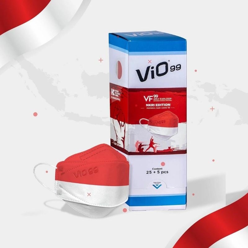 Masker KF94 Merah Putih Vio 99 4ply isi 30pcs Edisi HUT RI NKRI