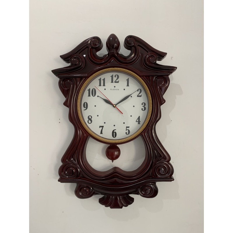 jam dinding besar bandul gerak motif kayu