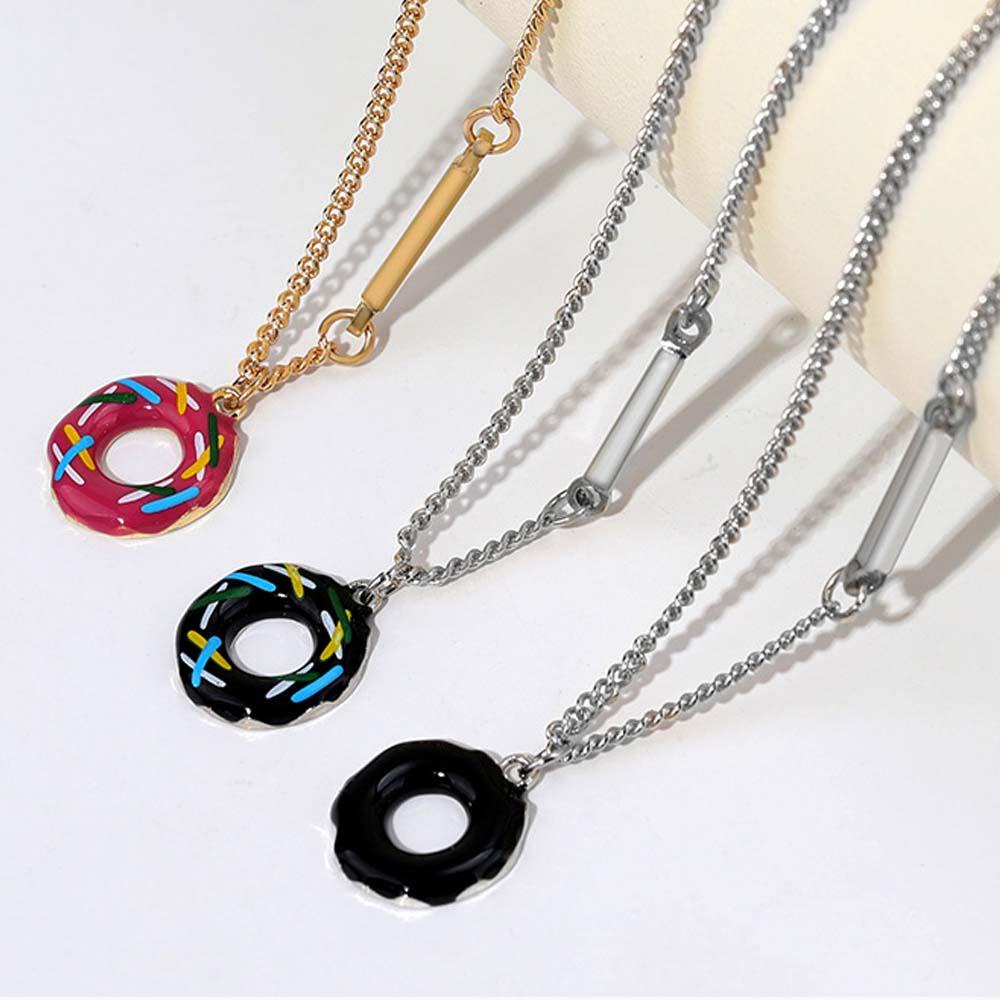 Needway   Donat Cincin Lucu Sederhana Wanita Glasir Enamel Gadis Kalung