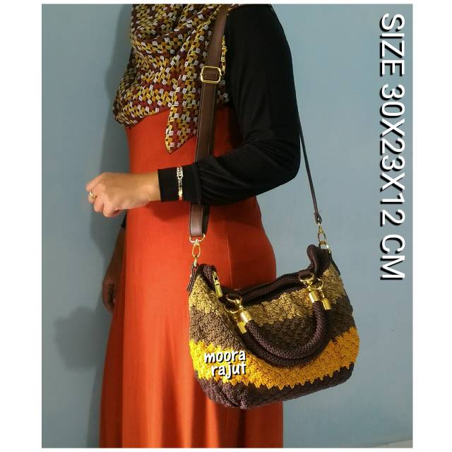 TAS RAJUT SELEMPANG ULIR 4 WARNA KOMBINASI CANTIK TERMURAH