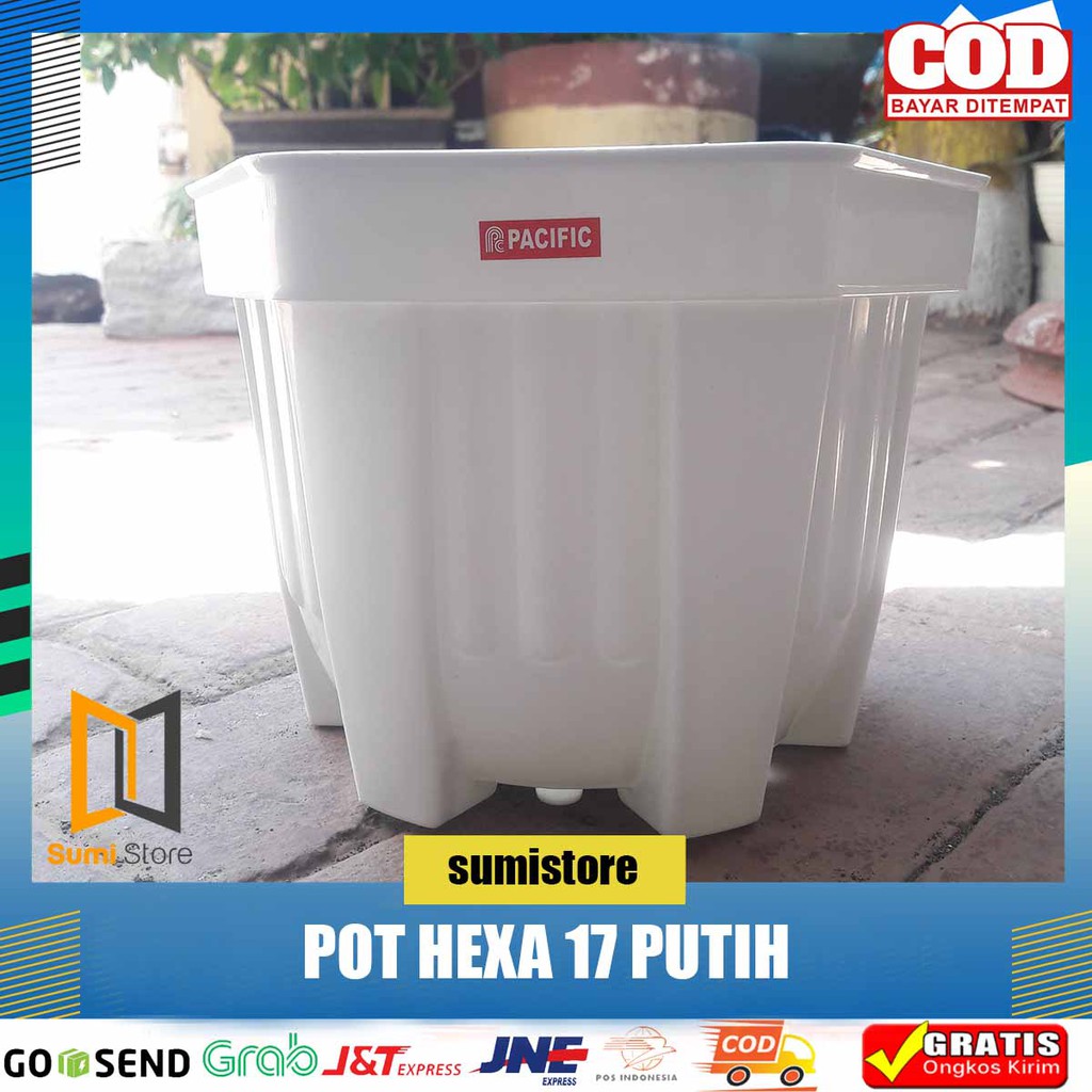 Pot Pacific Segi Enam 17 Hexa Putih/ Pot Hexa 17