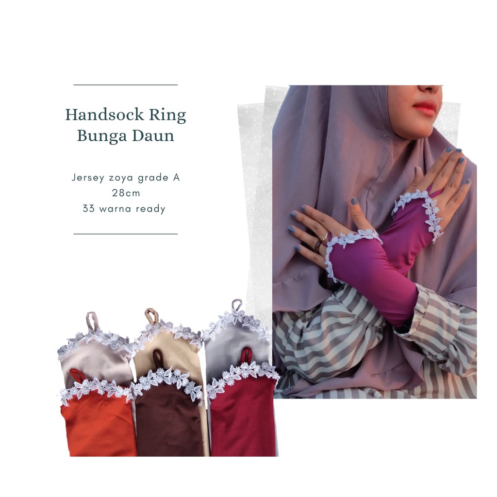 HANDSOCK CINCIN RENDA BUNGA DAUN (renda putih)