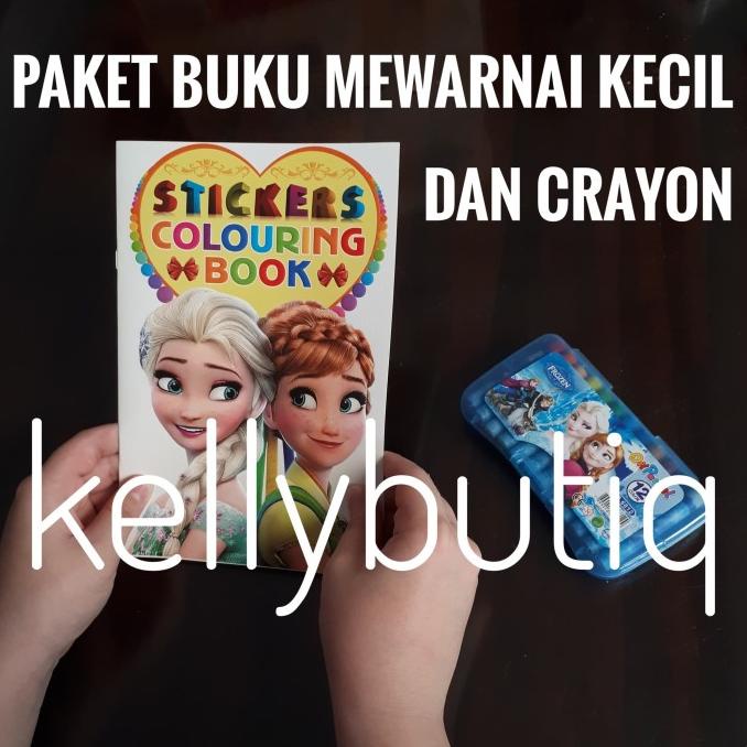 jual Paket Buku Anak Mewarnai Dan Sticker Set Crayon Mini Karakter Frozen
