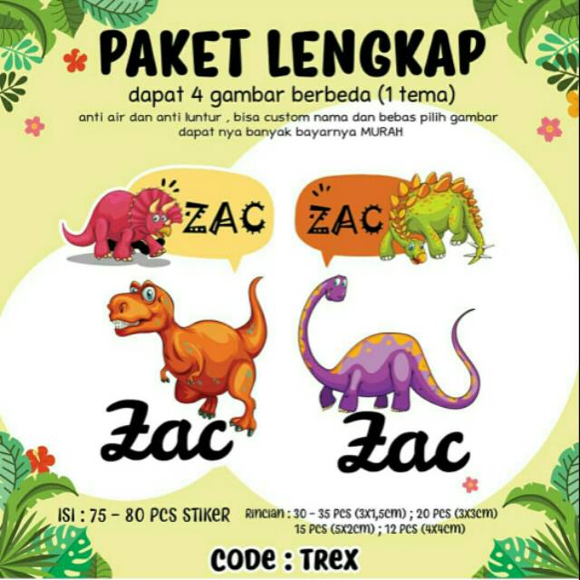 

70 PCS STICKER NAMA KARAKTER