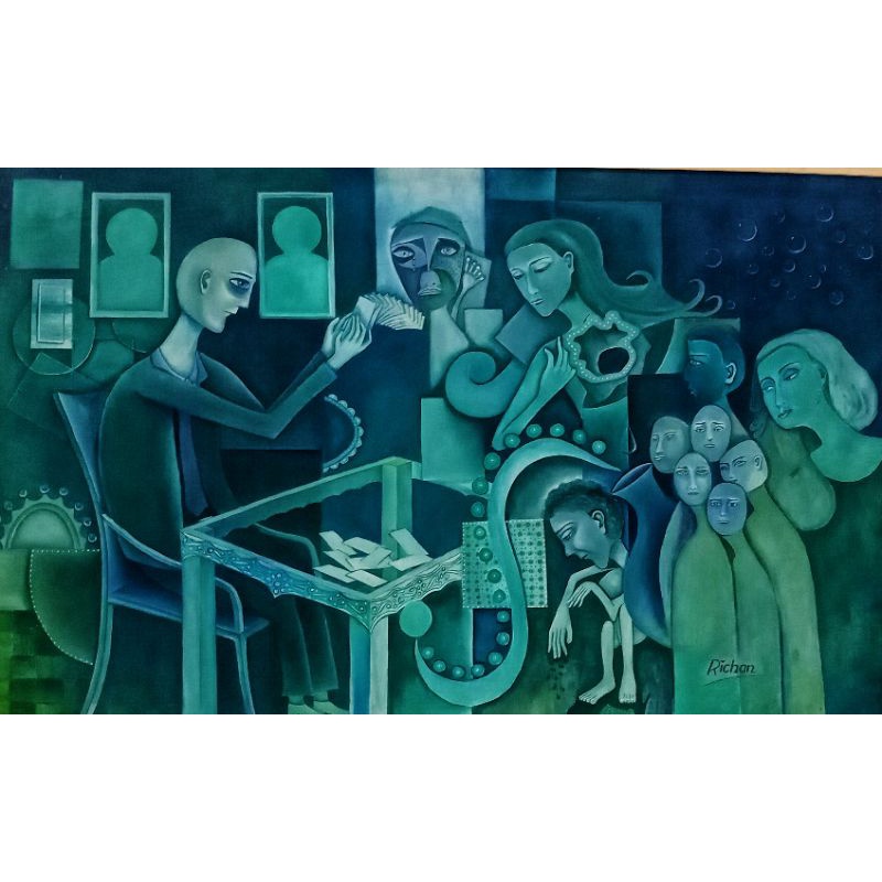 Lukisan cat minyak di kanvas