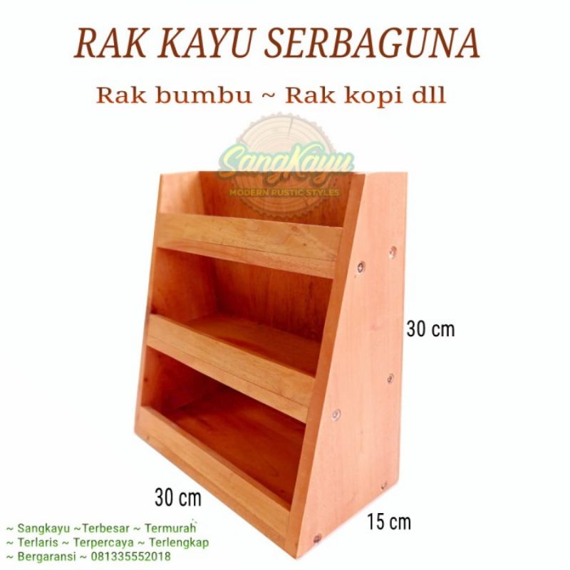 Rak susun kayu serbaguna rak bumbu dapur kayu rak kopi rak dinding