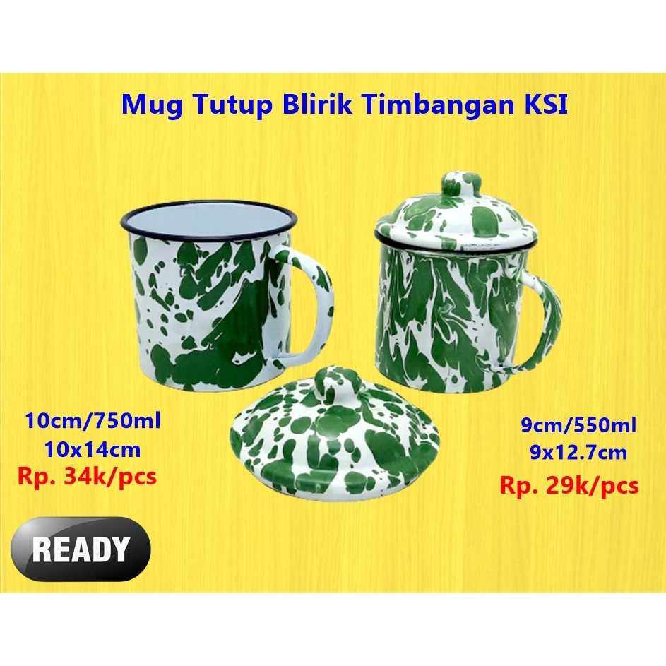 Gelas/Mug Tutup Blirik Jadul 9cm &amp; 10cm