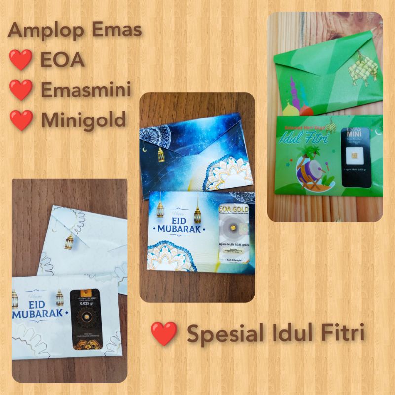 

AMPLOP MINIGOLD, EOA GOLD, EMAS MINI IDUL FITRI & KARTU UCAPAN. MINI GOLD