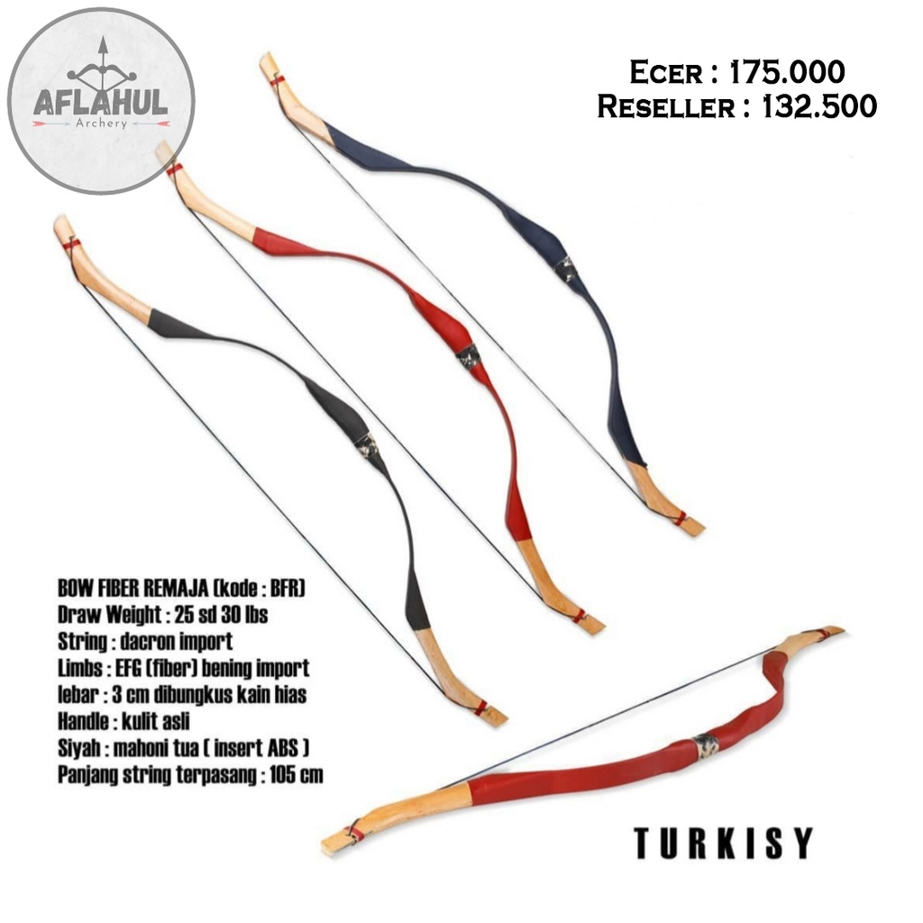 Bow Fiber Remaja Aflahul Archery | Olahraga Panahan Murah Busur Panah Horsebow Archery