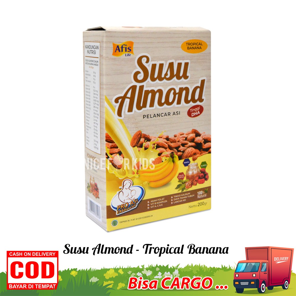 Afis life Susu Almond Pelancar Asi Booster Ibu menyusui 200 gr untuk perkembangan bayi optimal