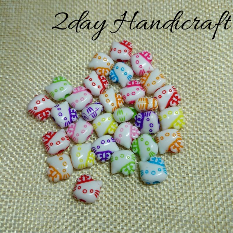 Manik Kepala Hello Kitty 30pcs - Manik manik lucu