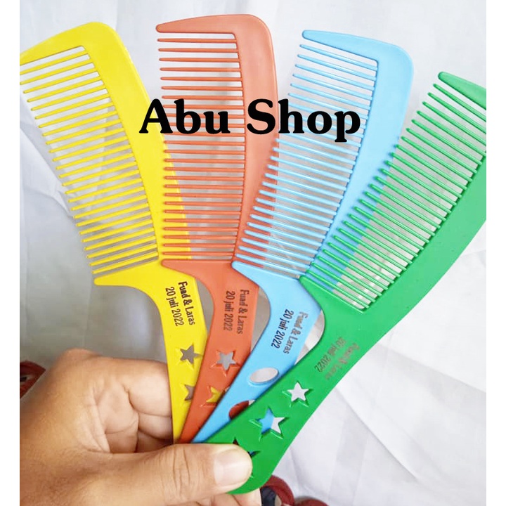 SISIR BESAR Souvenir pernikahan sisir lubang SABLON NAMA CATEN