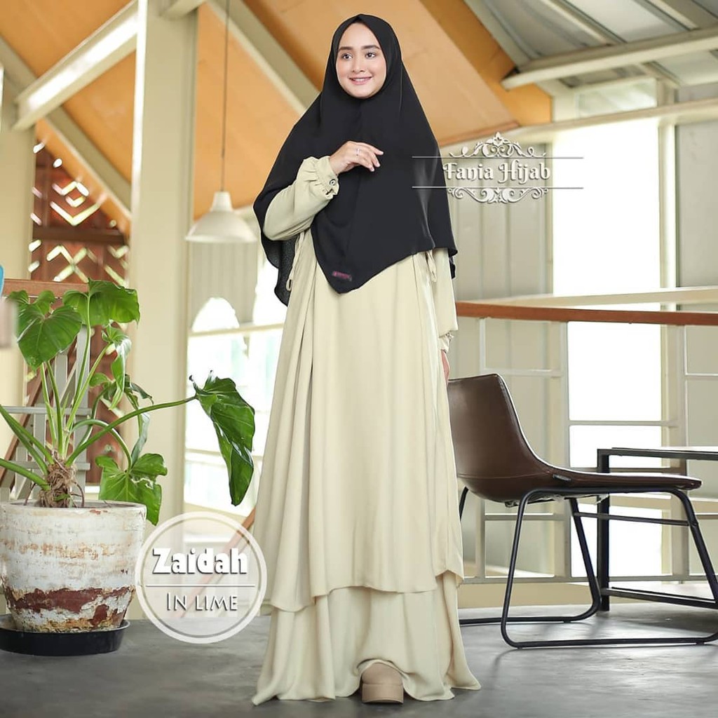 ZAIDAH DRESS || Gamis Syari Dua Layer By Fania Hijab