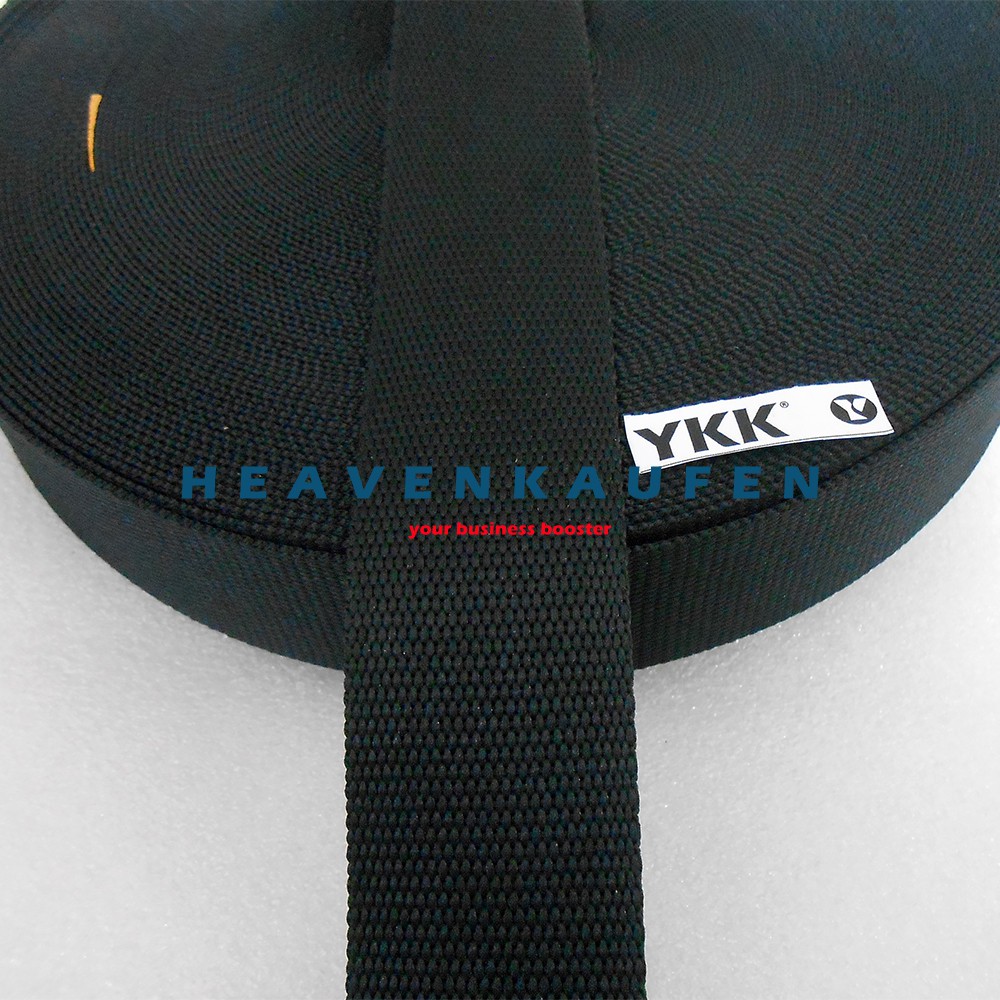 Webbing Tas YKK Lebar 3,8 cm Polyester Warna Hitam Harga Per Meter