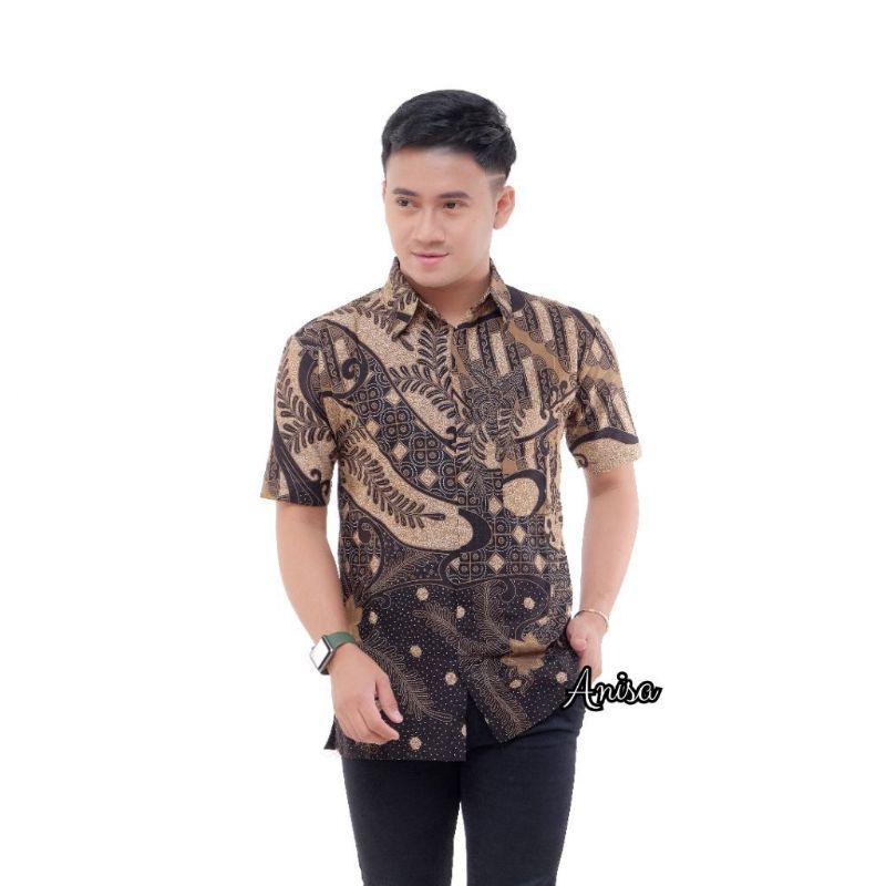 Batik wanita ASJ SA HRB026 Kenongo Kemeja Tosca Pendek-Hem widodari