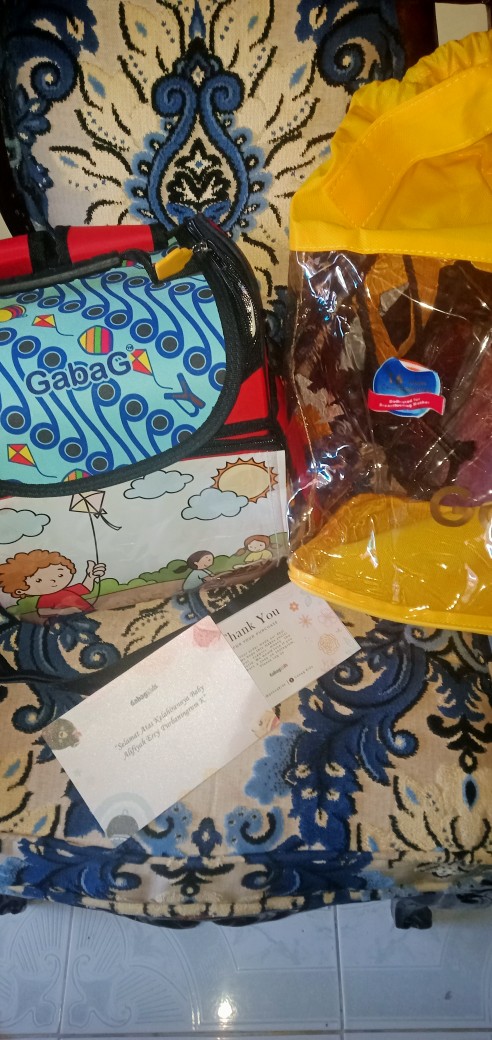 Gabag Kids Lunch Backpack - Tas Sekolah Anak- Genta- Merah Dengan Motif Batik