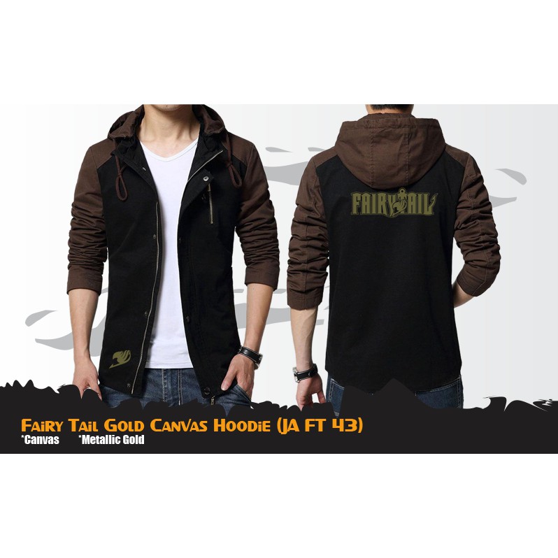 Hoodie Anime Fairy Tail JA FT 43 Jaket Anime Coklat Fairy Tail Gold