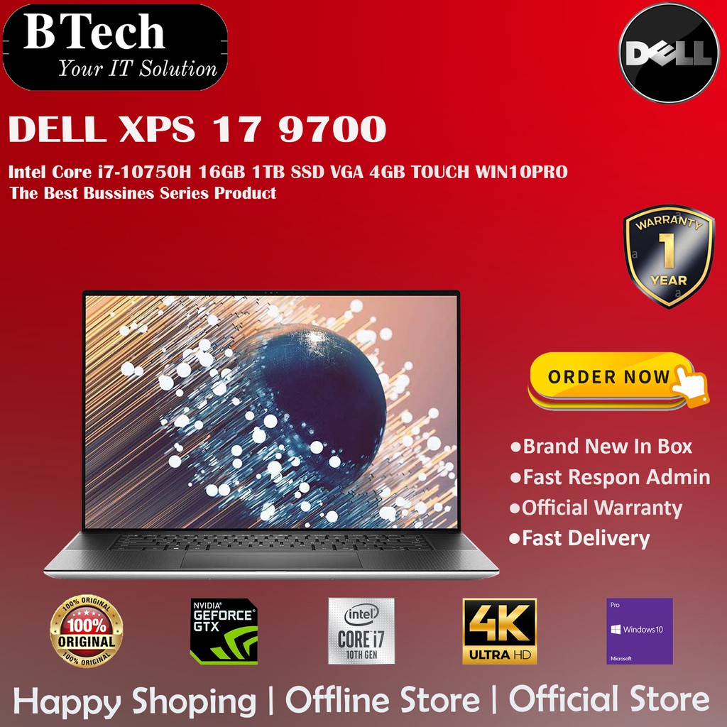 DELL XPS 17 9700 Core i7-10750H 16GB 1TB SSD VGA 4GB TOUCH WIN10PRO