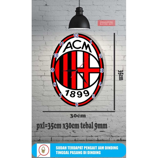 JAM DINDING KAYU UNIK KARAKTER GAMBAR MOTIF ACMILAN VINTAGE MURAH