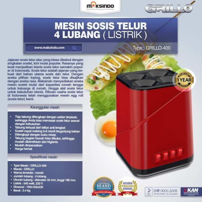 bisa COD Mesin sosis telur sostel 4 lubang maksindo termurah