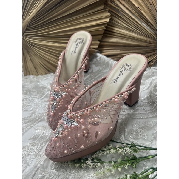 sepatu wanita wedding pesta Alena dusty peach 9cm tahu