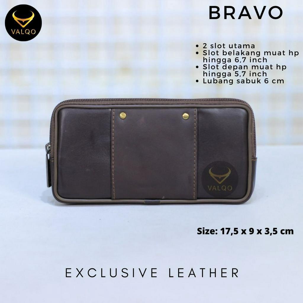 [VALQO] BRAVO Sarung HP Kulit Sapi Asli 2 Slot Muat HP Hingga 6,7 inch Tempat HP Dompet HP