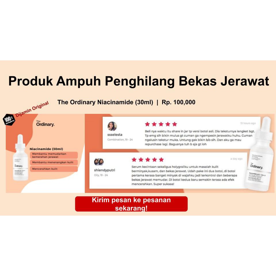 Serum anti jerawat bopeng memutihkan - The Ordinary Niacinemide 10% + Zinc 1% Termurah Original