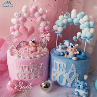  CAKE Topper Kue Bentuk Melengkung Warna  Biru  Dan Pink 