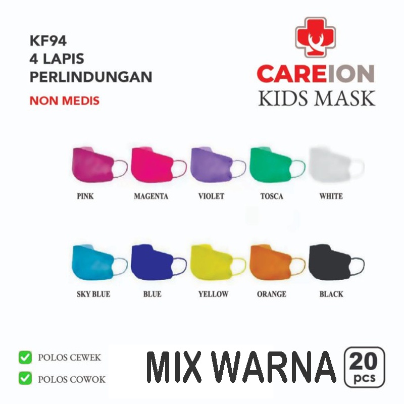 NEW Masker Anak KF94 Polos Earloop Disposable Masker kf 94 ANAK isi 20&amp;10 4ply Mix Warna Polos Masker Korea Masker Motif Bt21 bts