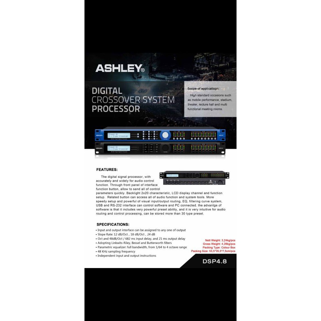 ashley dsp 4.8 management speaker 4 in 8 out model terbaru