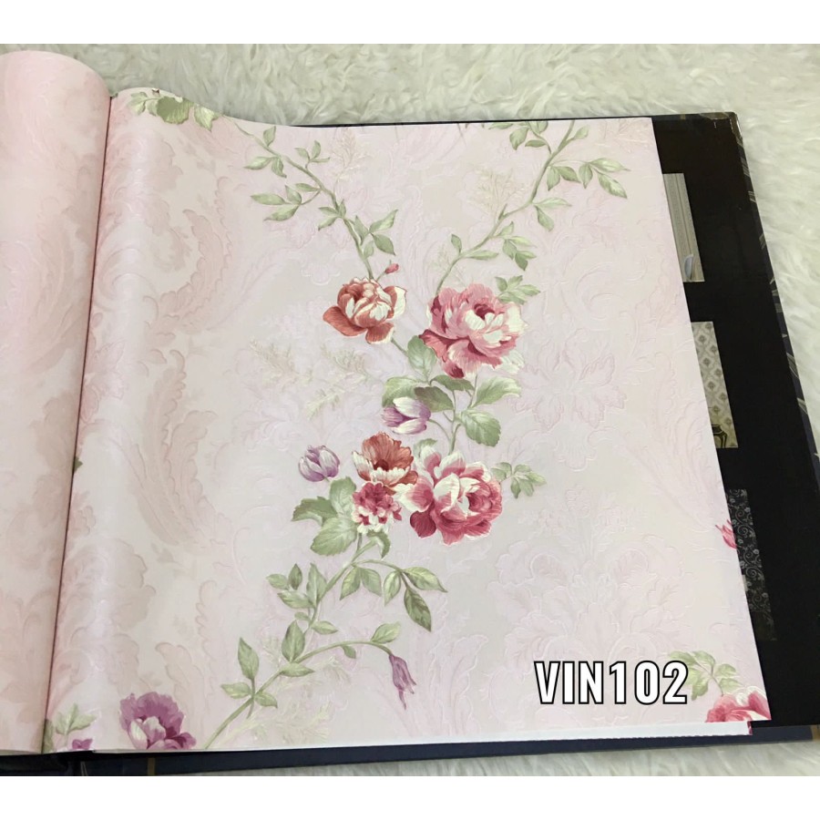 WALLPAPER DINDING MOTIF BUNGA SHABBY VINCENZO