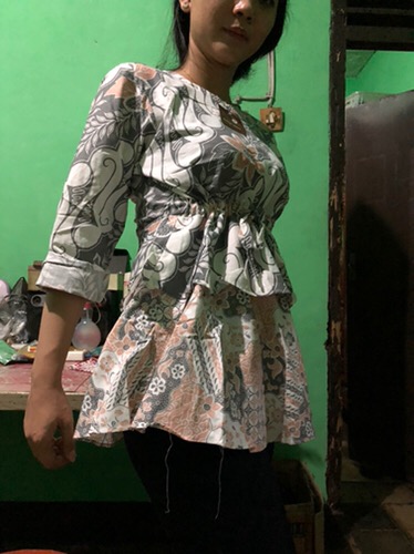 Tey-17 Batik Wanita Asj Sa Hrb026 Kenongo Kemeja Tosca Pendek