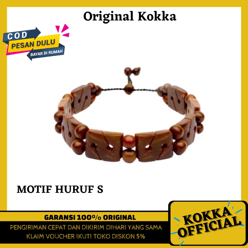 (COD) Gelang Koka Kaoka Motif Huruf S Asli Kayu Kauka Kaukah Kaukah Kaokah By Kokka Official