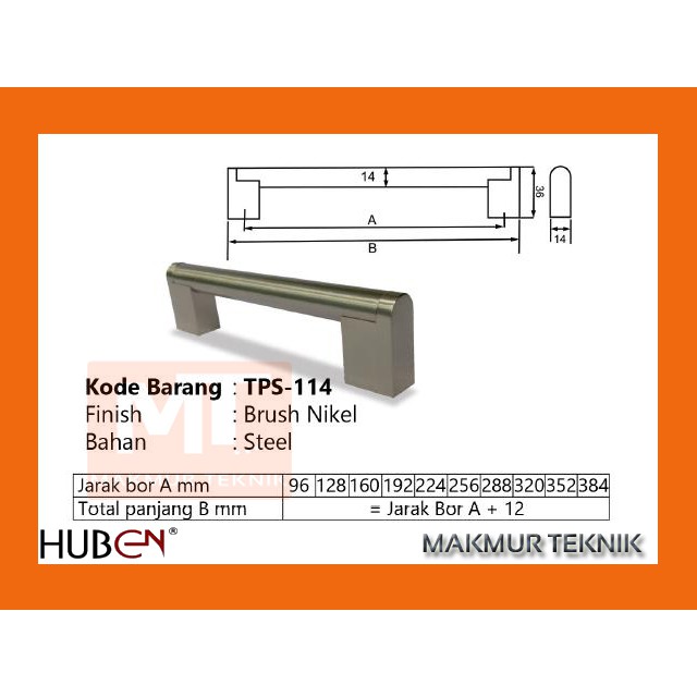 Tarikan laci Tarikan pintu Huben TPS 114 - 96mm