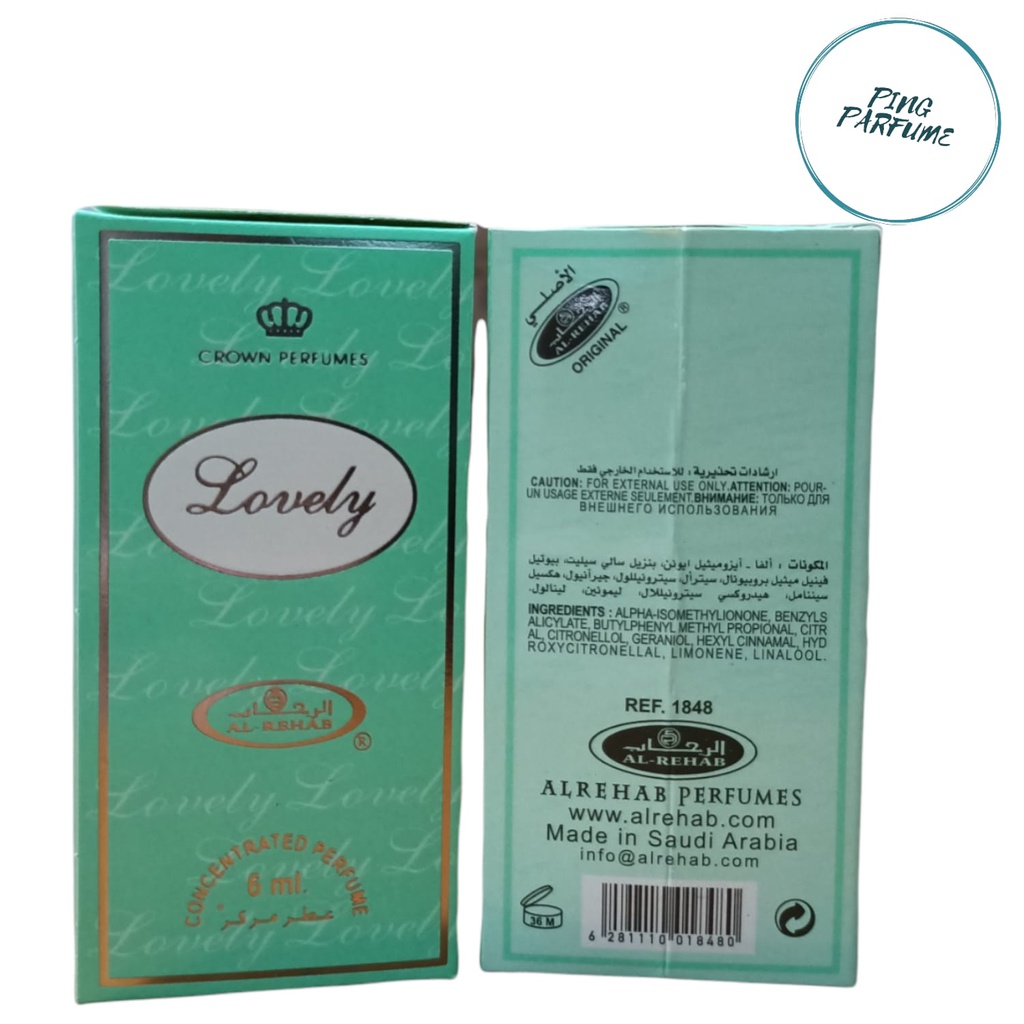 Parfum Arab Lovely Al-rehab kemasan 6ml