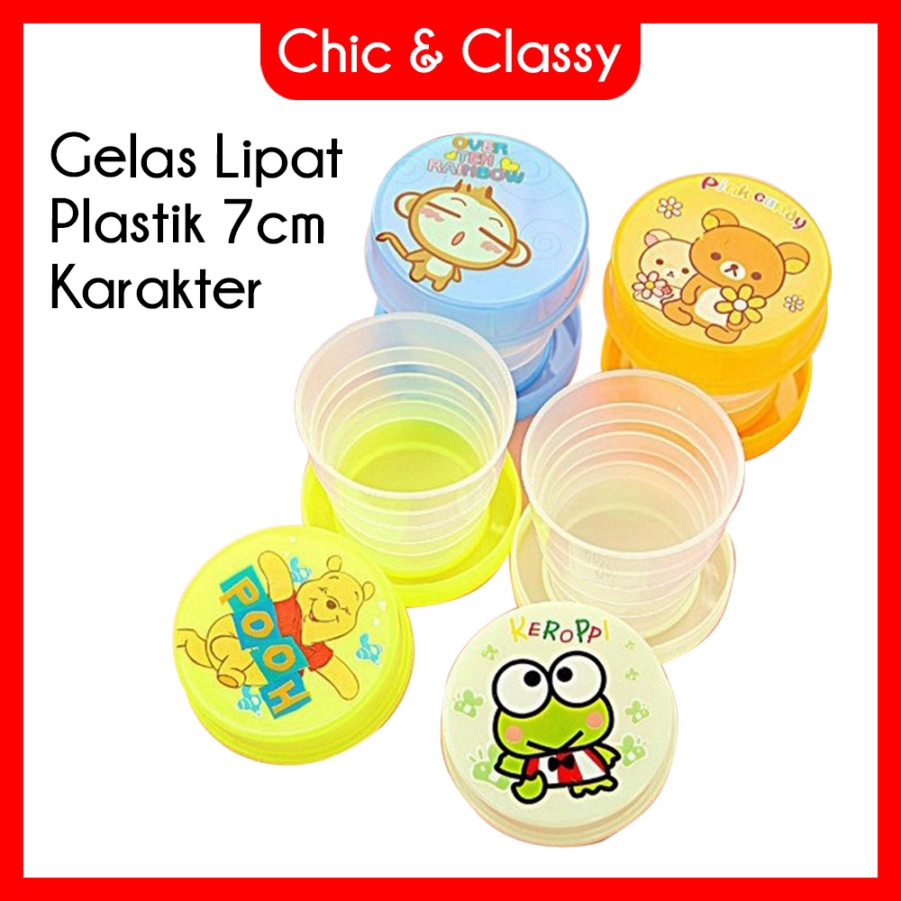 GELAS LIPAT PLASTIK || Gelas Lipat Plastik Motif 7cm / Gelas Lipat Travel / Gelas Lipat / Gelas Trav
