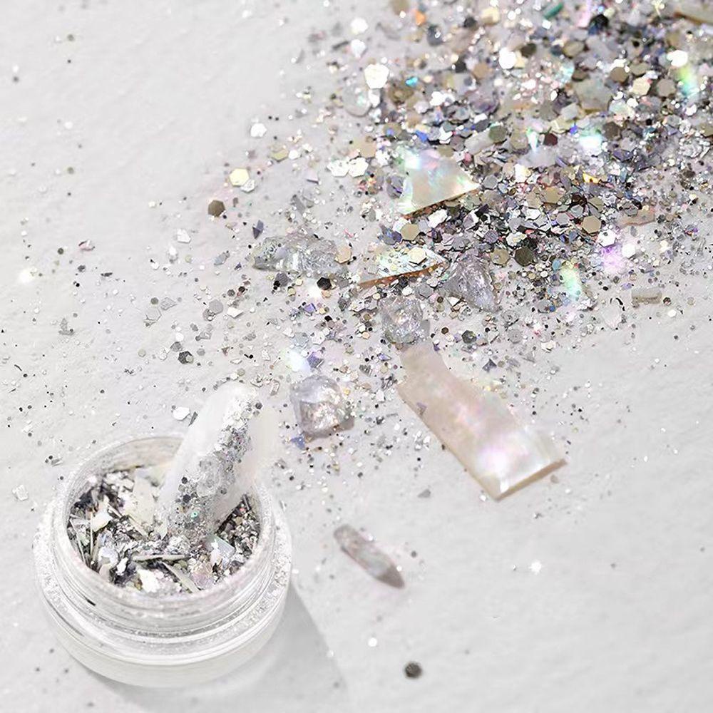 Agustina Abalone Shell Flakes Mixed 1Box Nail Charms Hexagon Manicure Aksesoris Paillette Nail Art Dekorasi
