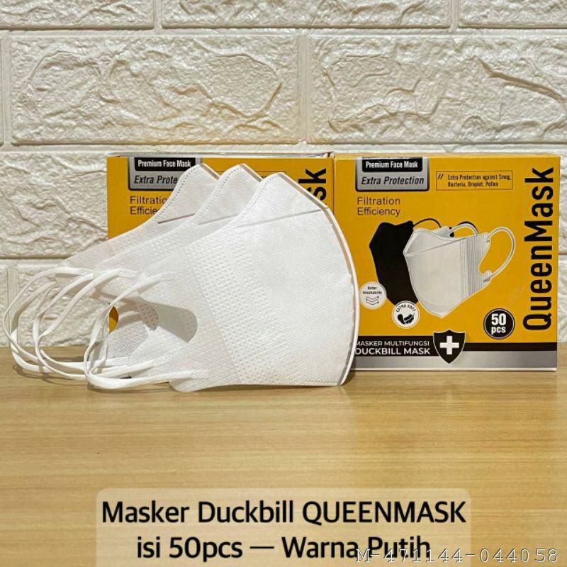 Duckbill Queen Warna Hitam Putih Non Embos 3 Ply Facemask Disposable Isi 50 pcs