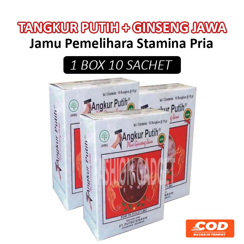 Tangkur Putih dan Ginseng Jawa 1 Box 10 Sachet Jamu Pemelihara Stamina Pria